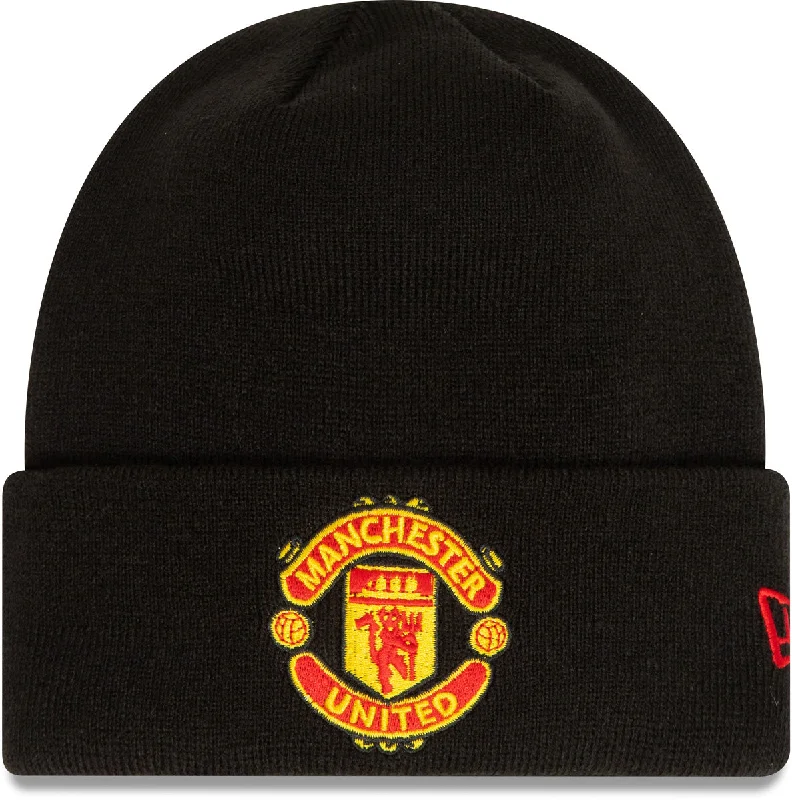 Rain Hats for Wet Weather Protection-Manchester United FC New Era Core Cuff Black Beanie