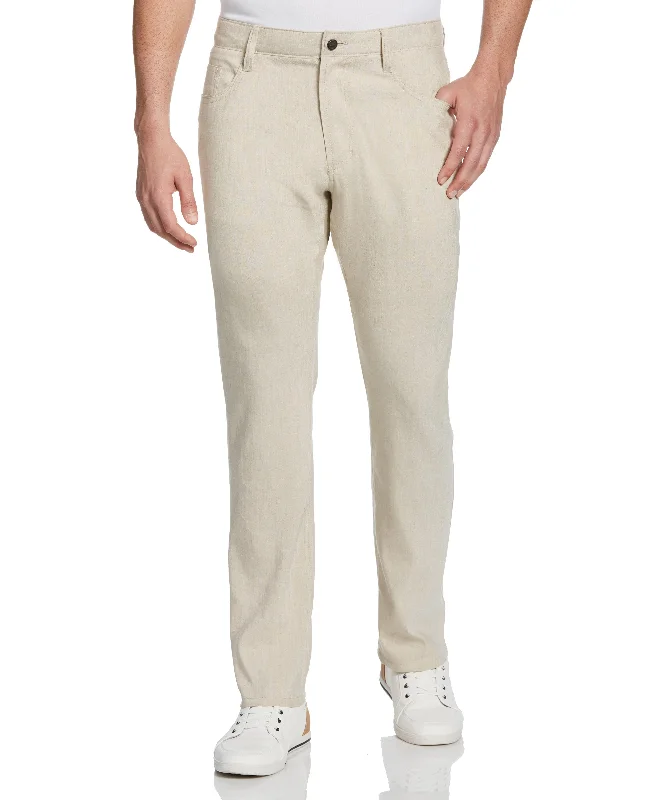 Comfortable Pajama Pants for Sleeping-Linen-Blend Stretch 5-Pocket Pants