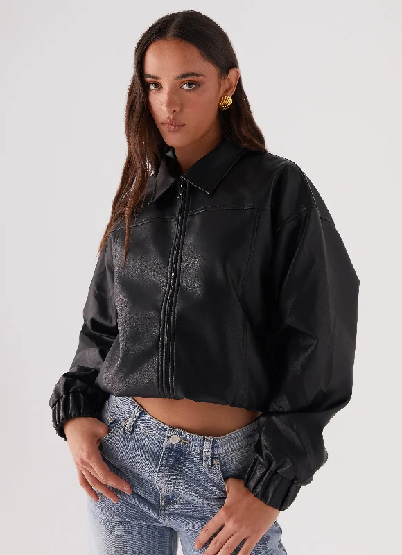 Rain Jackets for Wet Weather Protection-Houghton Oversized Bomber Jacket - Black