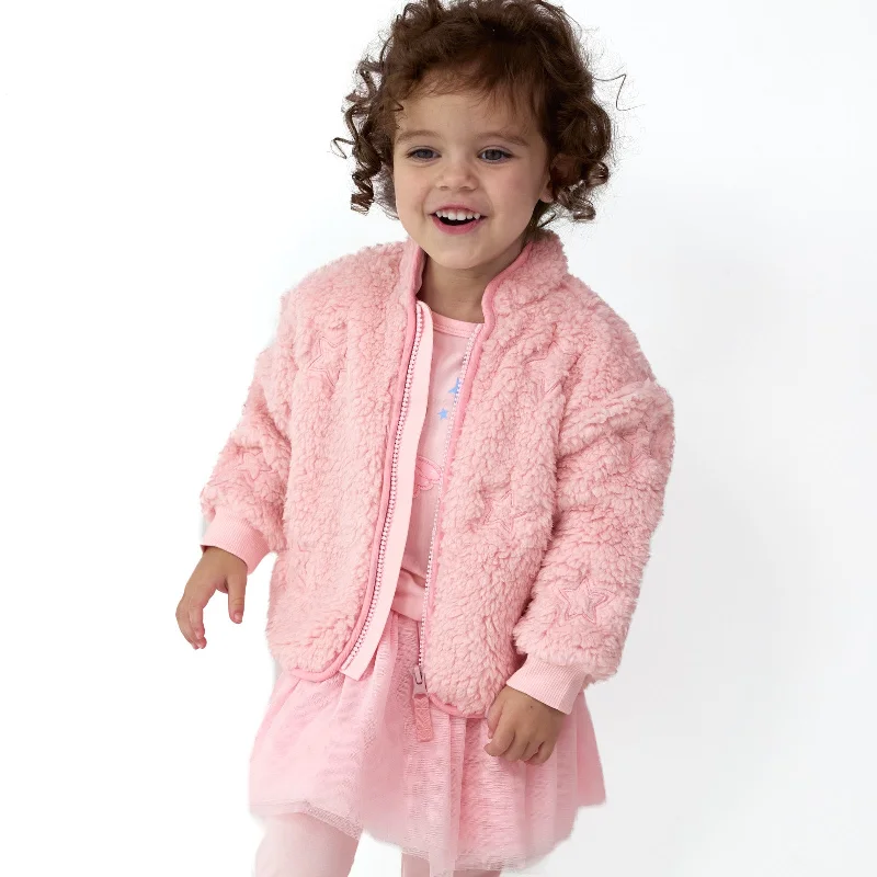 Casual Zip Jackets for Everyday Comfort-Prima Pink Sherpa Zip Jacket