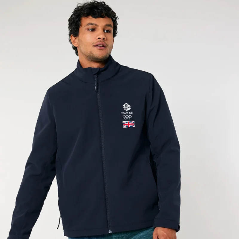 Commuter Jackets for Work and Travel-Team GB Softshell Logo Jacket Navy