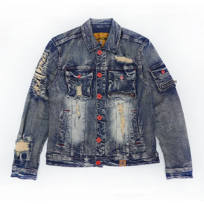 Hooded Jackets for Extra Comfort-M1080 "Fall Back" Denim Jacket - Dirt Wash