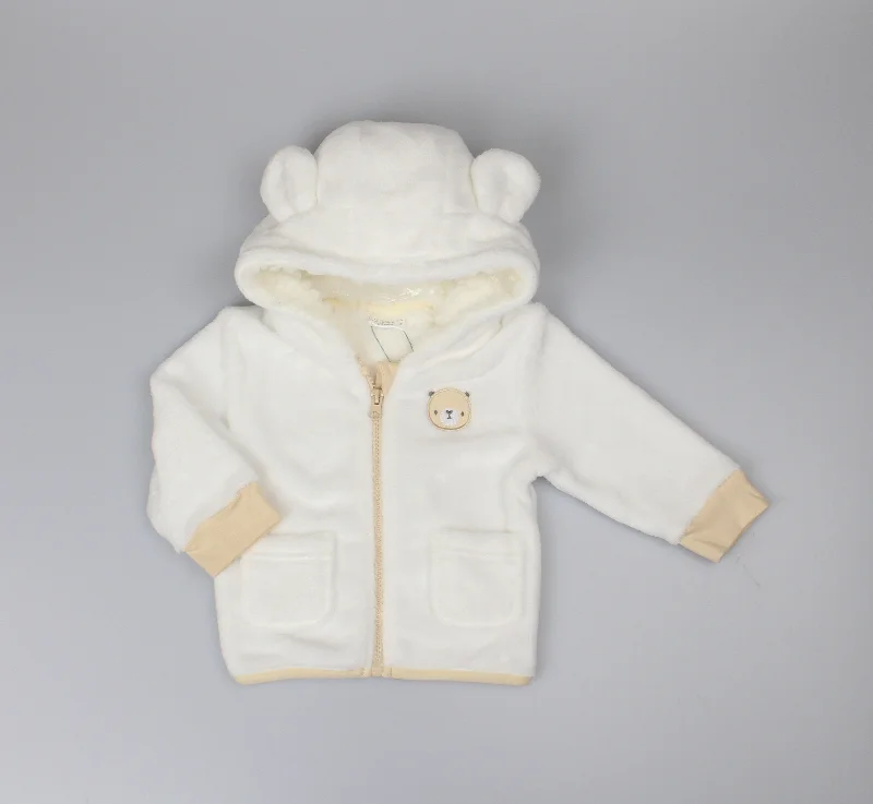 Sport Jackets for Active Lifestyles-Baby Plush Fleece Hooded Jacket - Bear/White  (6-24M) (PK6) H33551