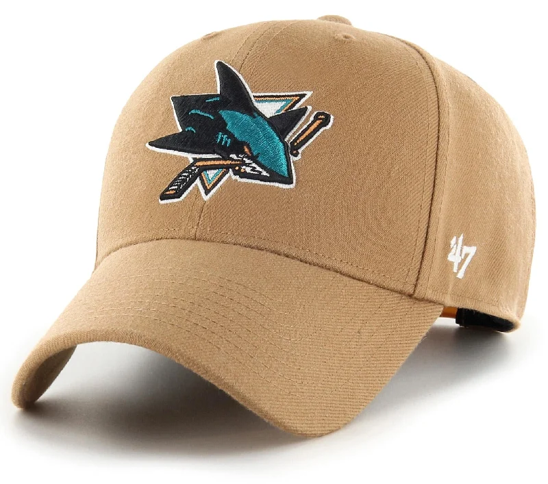 Cozy Beanie Hats for Casual Days-San Jose Sharks 47 Brand MVP NHL Team Camel Snapback Cap