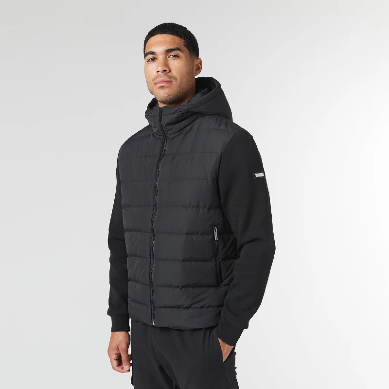 Soft Shell Jackets for Ultimate Comfort-Hooded Hybrid Jacket | Black