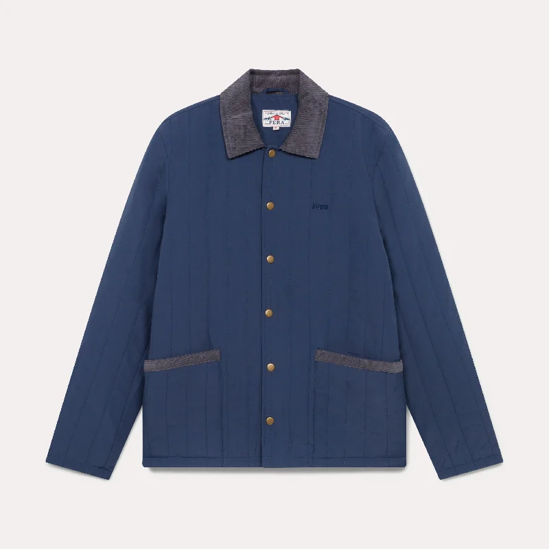 Relaxed Fit Jackets for Easy Movement-Quilted Jacket - Navy