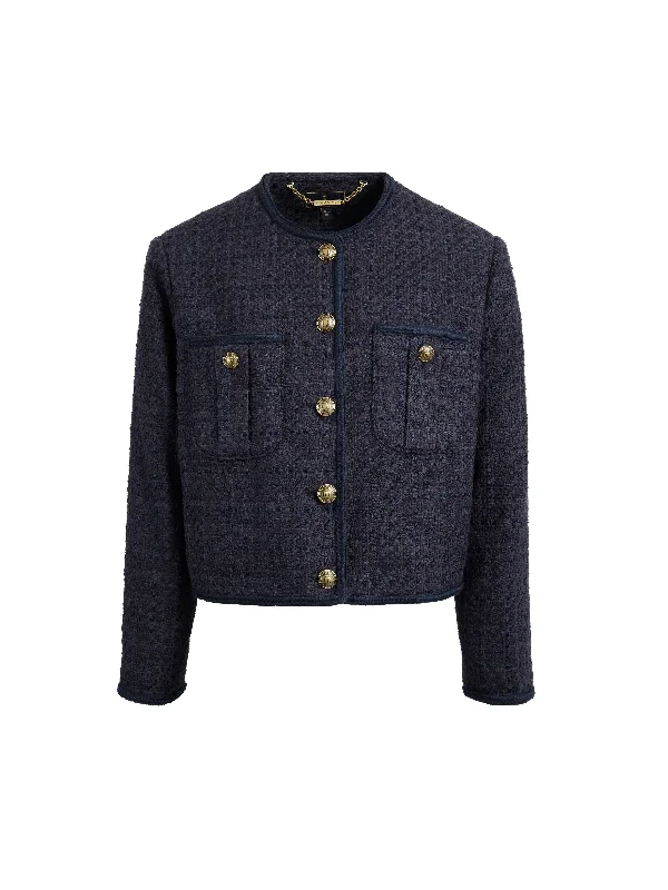 Heavy Duty Jackets for Tough Jobs-Esme Boucle Jacket - Navy