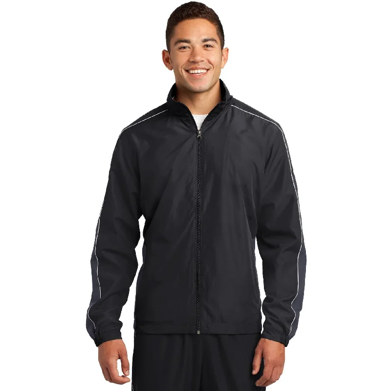 Water-Resistant Jackets for Outdoor Sports-CLOSEOUT - Sport-Tek Piped Colorblock Wind Jacket