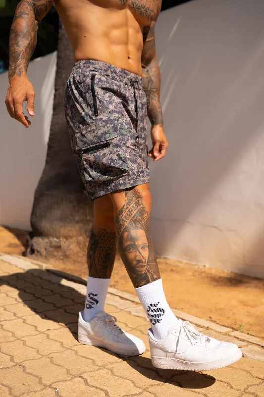 Easygoing Shorts for Casual Wear-Raptor Cargo Shorts - Digital Camo