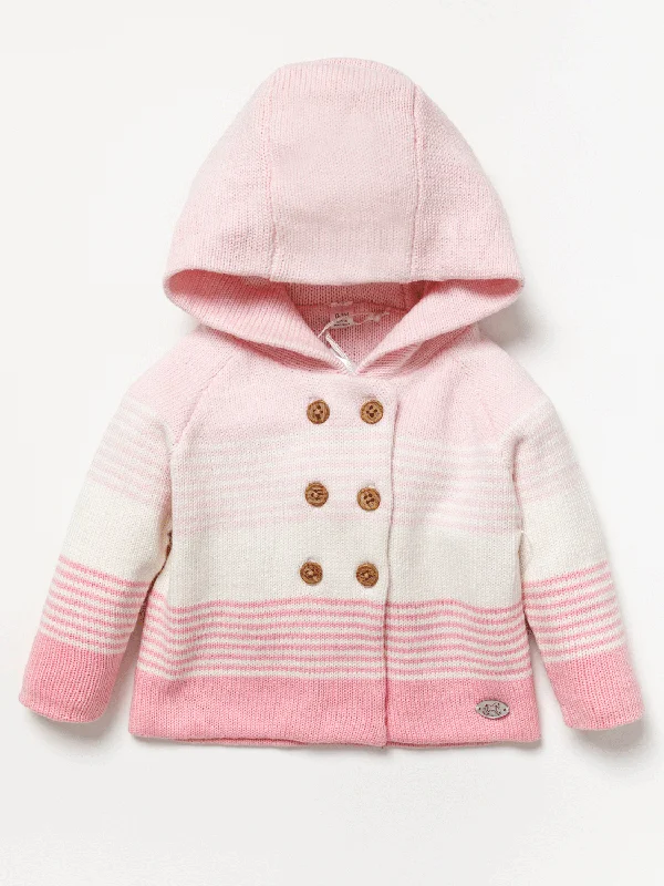 Stylish Down Jackets for Winter Fashion-Baby Girls Knitted Jacket - Pink Ombre (0-12m) (PK6) C05249