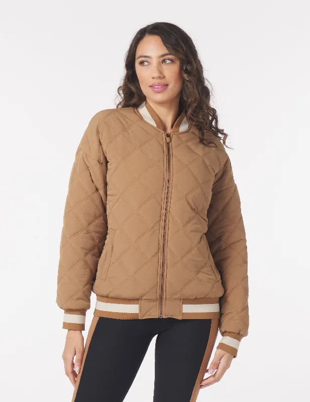 Water-Resistant Jackets for Rainy Days-Varsity Jacket: Almond/Oatmilk