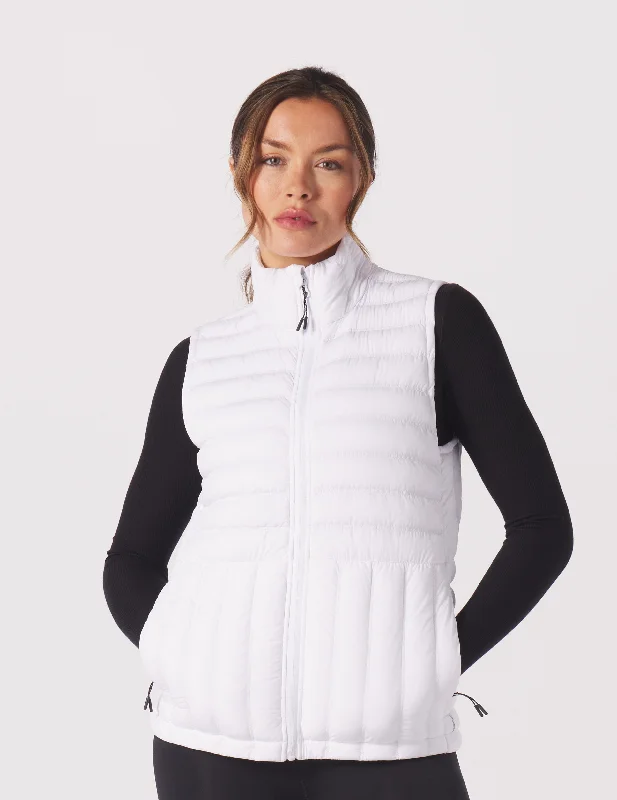 Full Zip Jackets for Versatile Styling-Puffer Vest: White