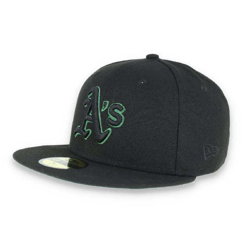 Casual Hats for Warm Weather-Oakland Athletics New Era 59Fifty Cap-black/black/green