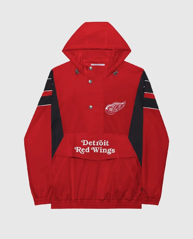 Multi-Pocket Jackets for Storage and Function-Detroit Red Wings Home Team Half-Zip Jacket