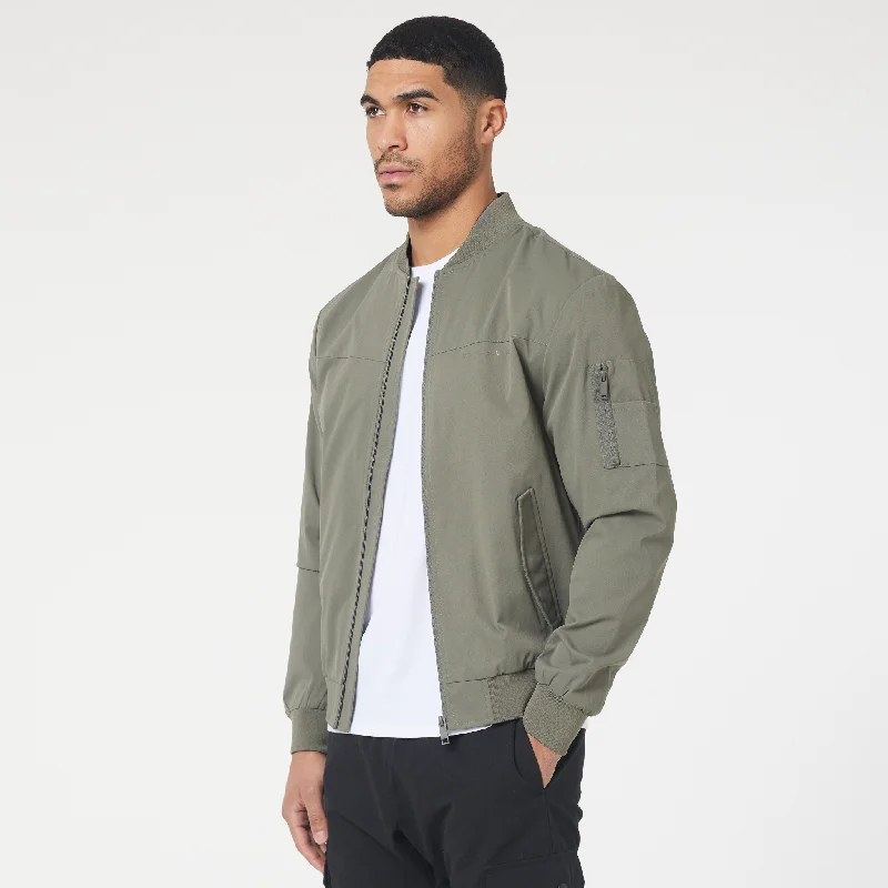 Rainproof Jackets for Outdoor Protection-Premium Bomber Jacket | Washed Khaki