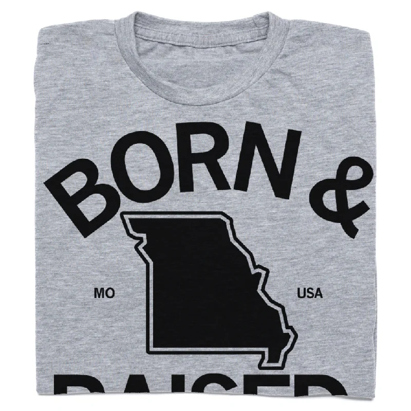 Cool T-Shirt for a Modern Edge-MO Born & Raised Grey