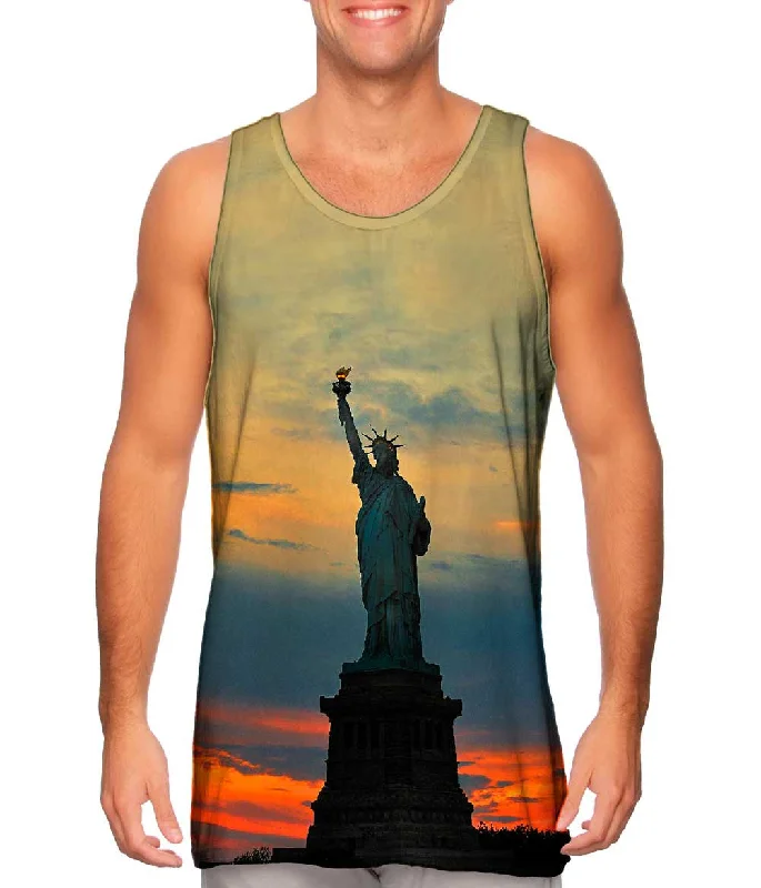 Outdoor Safety Vests for Visibility-Statue Of Liberty Golden Sunset