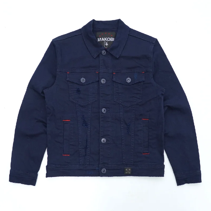 Custom Jackets for Personalized Fashion-M1026 - Makobi Core Denim Jacket - Navy