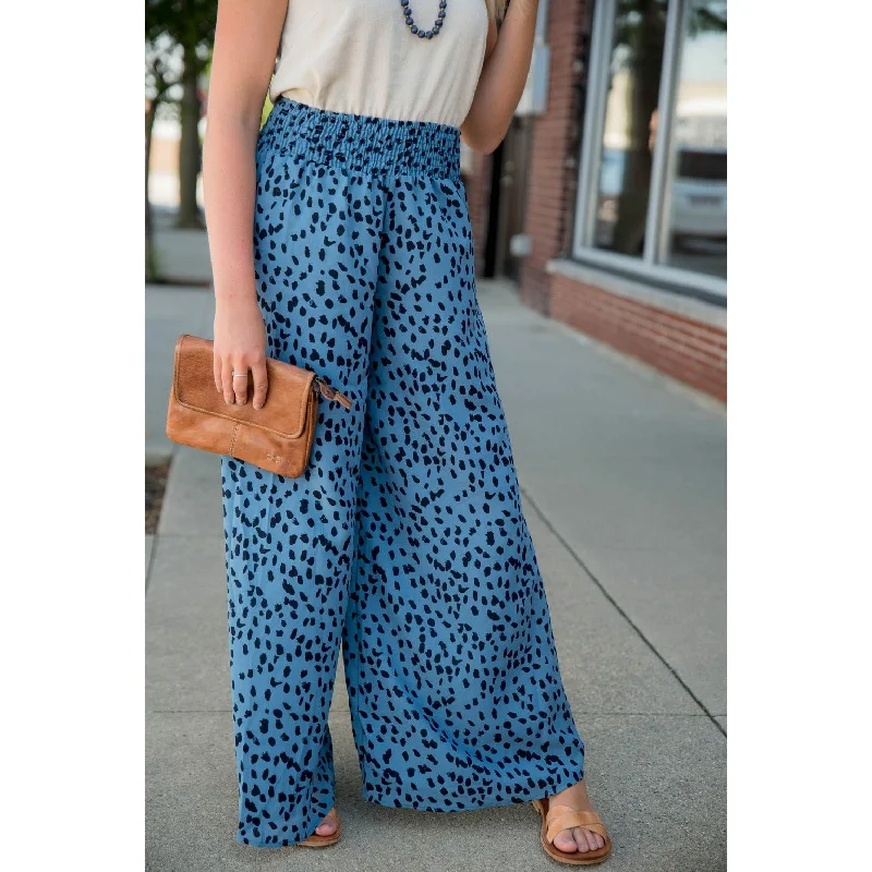 Work Pants for Tough Jobs-Wide Leg Leopard Pants