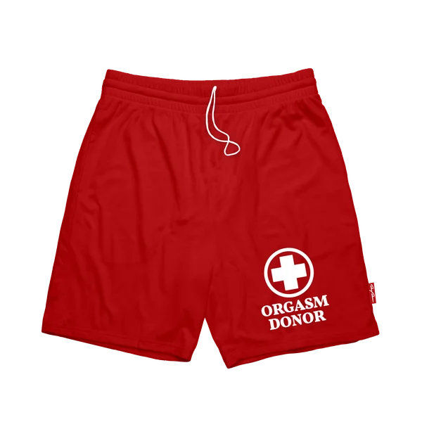 Casual Shorts for Everyday Wear-Orgasm Donor Red Shorts