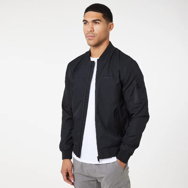 Windproof Jackets for Blustery Days-Premium Bomber Jacket | Black