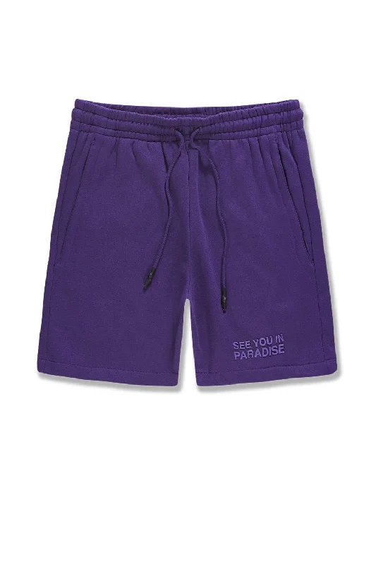 Classic Short Shorts for a Bold Look-Big Men's Retro Paradise Tonal Shorts (Purple)