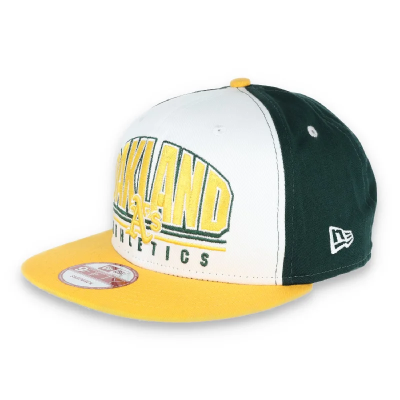 Snapback Hats for Urban Style-Oakland Athletics New Era 9FIFTY Adjustable Snapback Hat Bold Script-White/Green/Yellow