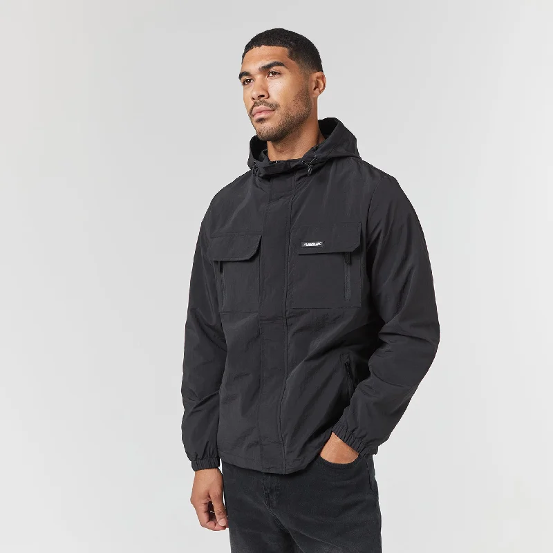 Urban Jackets for City Wear-Crinkle Nylon Jacket | Black