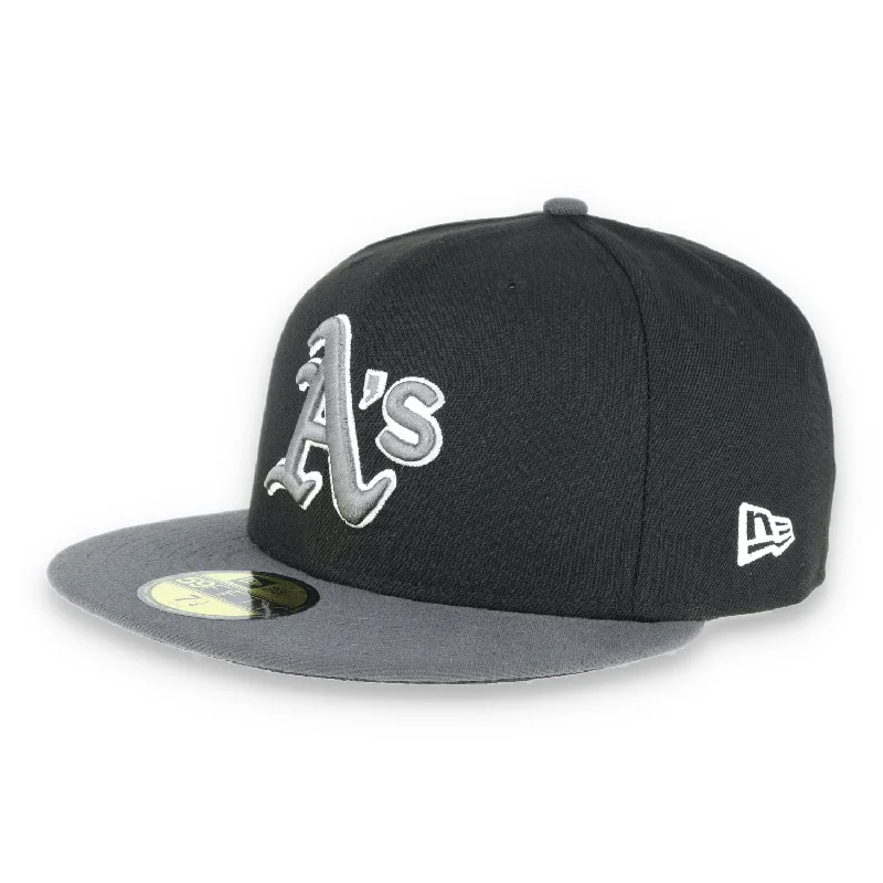 Casual Snapbacks for Street Style-Oakland Athletics New Era 59Fifty cap-Black/Grey