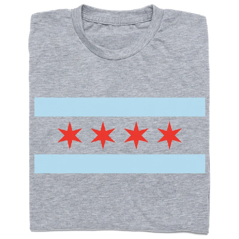 T-Shirt for Weekend Casual Looks-Chicago Flag Stars