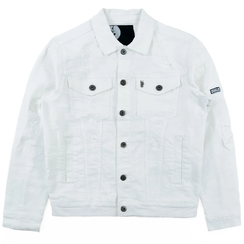 Padded Jackets for Extra Warmth-M1079 Moreli Denim Jacket - White