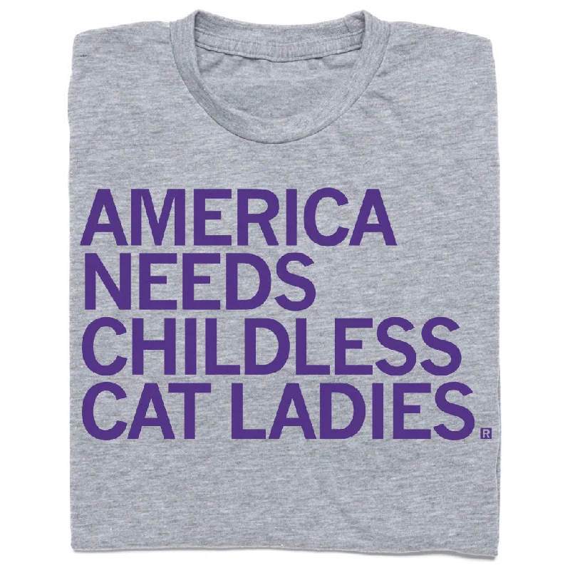 Loose Fit T-Shirt for Relaxed Style-America Needs Cat Ladies