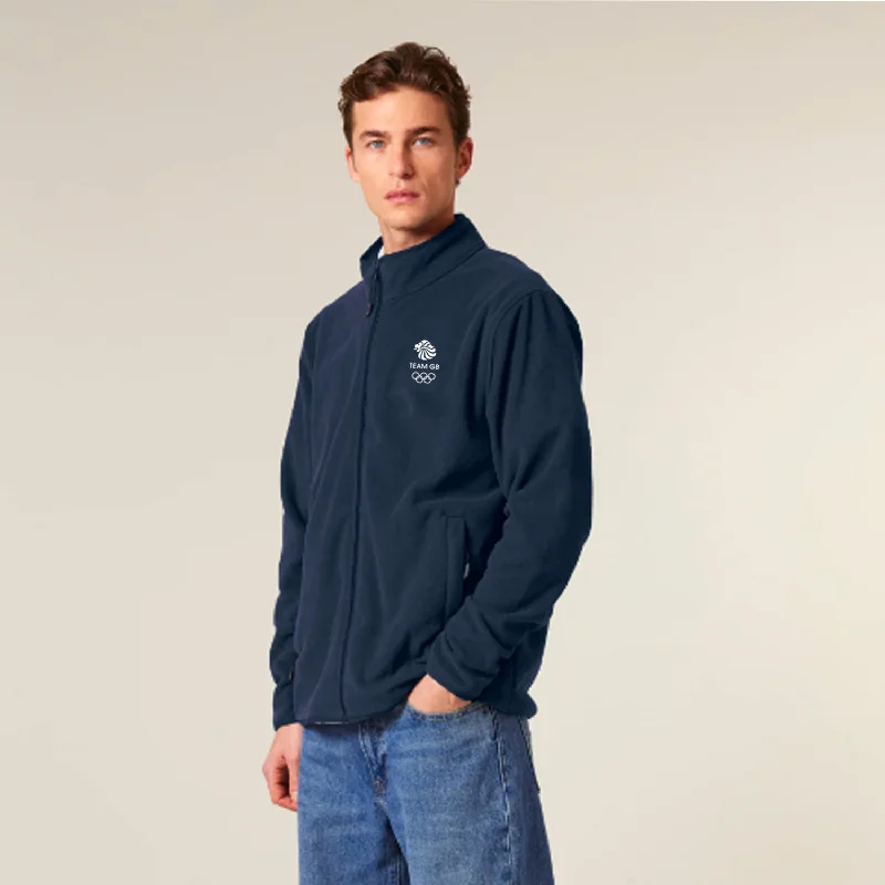 Active Jackets for Outdoor Sports and Activities-Team GB Polar Fleece Logo Jacket Navy