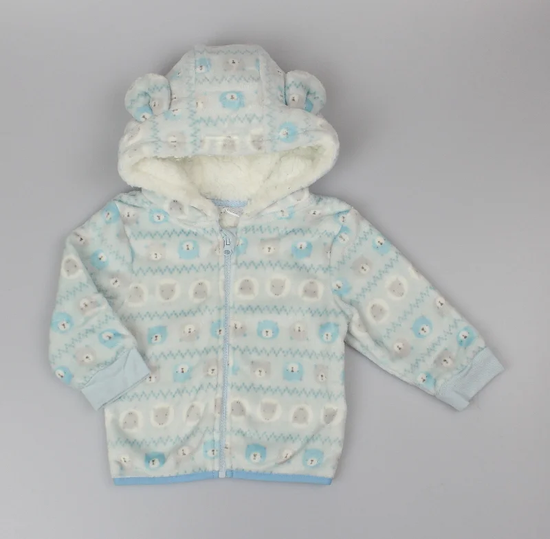 Bomber Jackets for a Cool Vibe-Baby Plush Fleece Hooded Jacket - Blue Fairisle (6-24M) (PK6) H33572