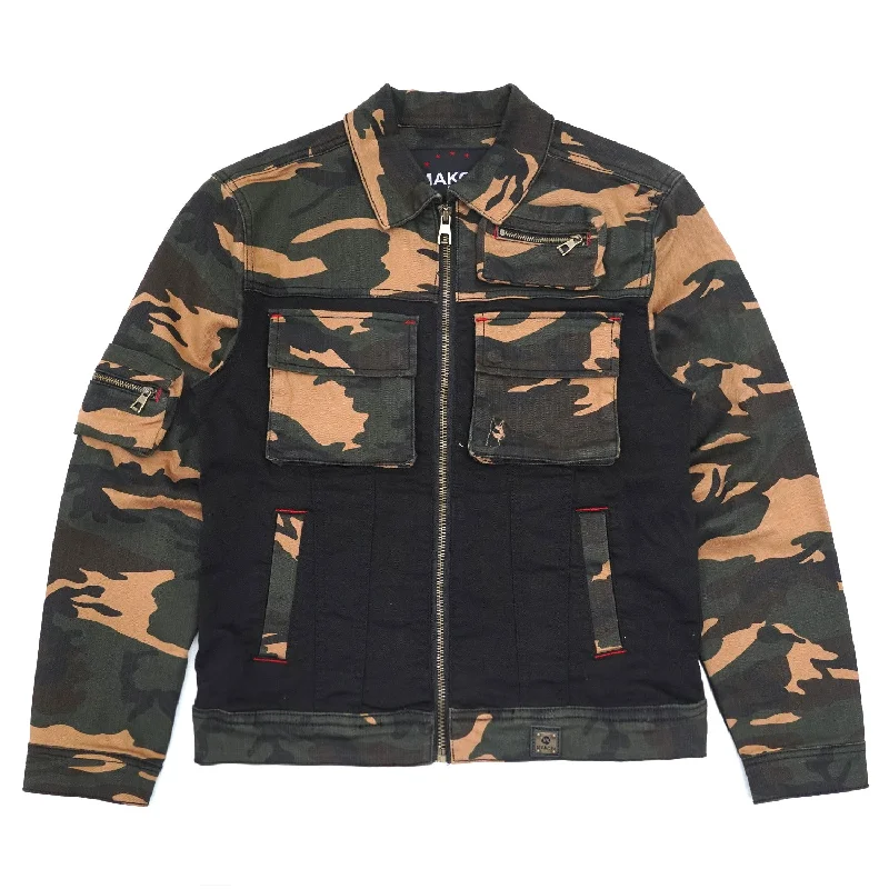 Reversible Jackets for Versatile Styling-M1030 Aries Cargo Denim Jacket - Black/Camo