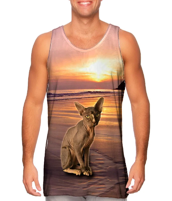 Packable Vests for Travel and Hiking-Sphynx Cat Beach Sunset