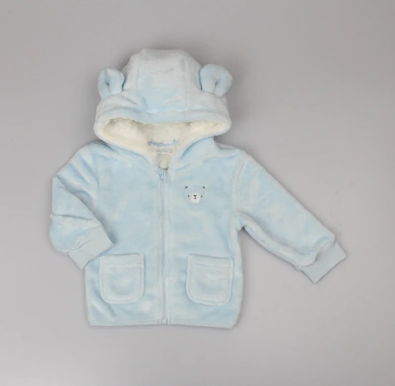 Fleece Jackets for Cozy Days-Baby Plush Fleece Hooded Jacket - Bear/Sky (6-24M) (PK6) H33554