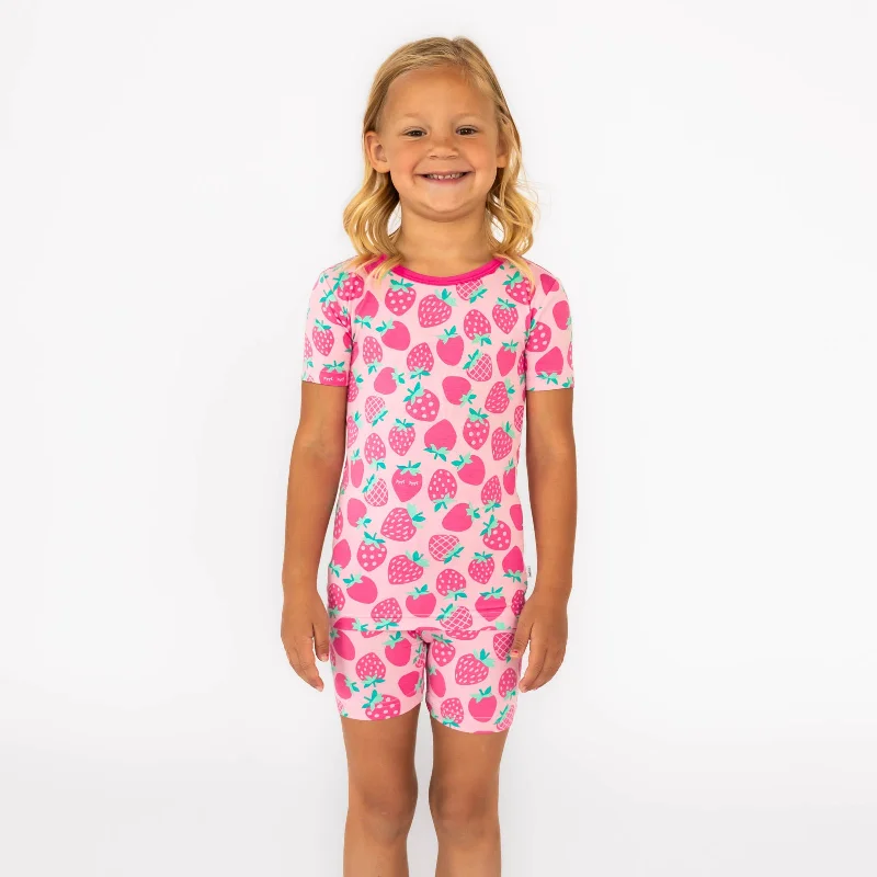 Everyday Shorts for Casual Comfort-Sweet Strawberries Two-Piece Short Sleeve & Shorts Pajama Set