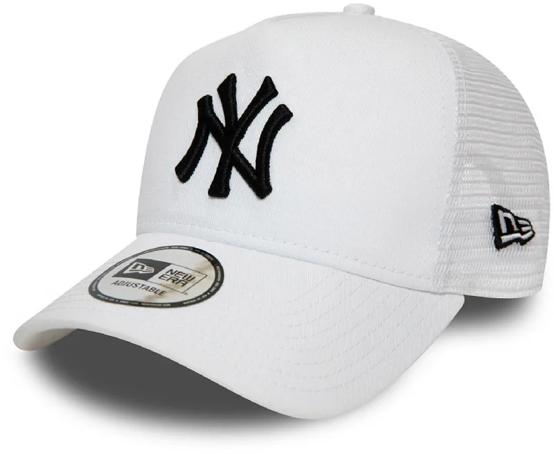 Adjustable Sports Caps for Active Wear-New York Yankees New Era Essential A-Frame White Trucker Cap