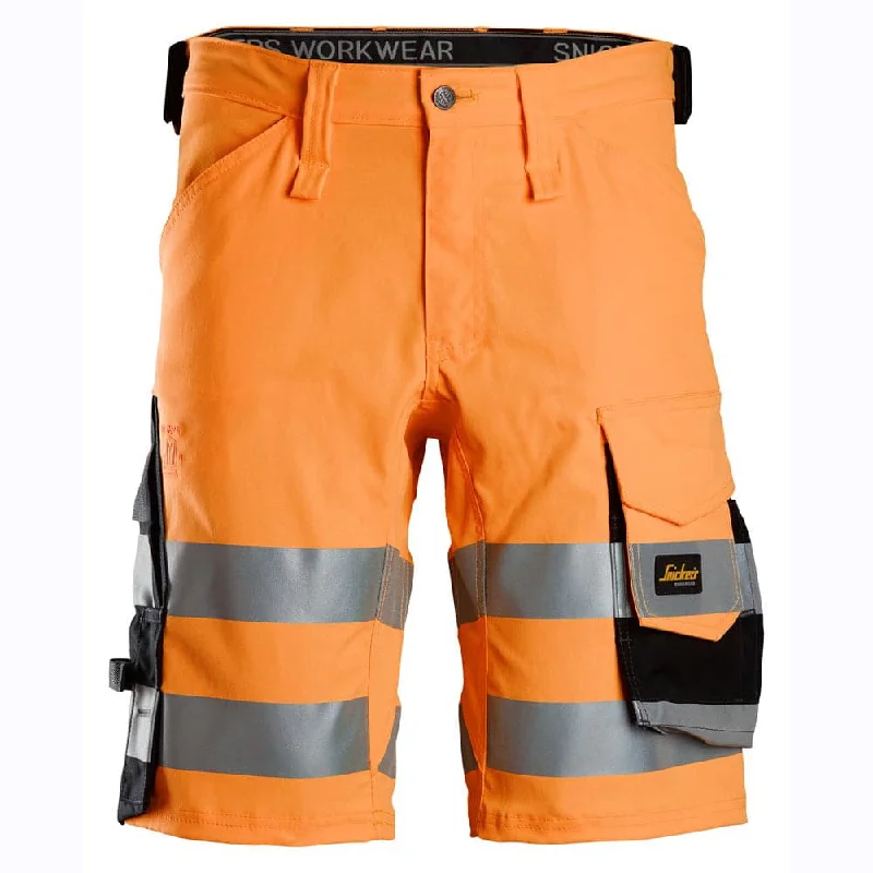 Drawstring Shorts for Adjustable Comfort-Snickers 6136 Hi-Vis Class 1 Stretch Work Shorts