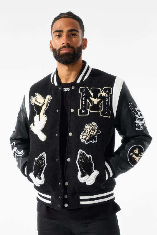 Utility Jackets for Practical Use-Fallen Angels Varsity Jacket (Black)