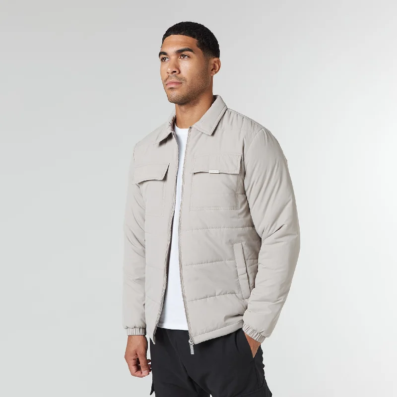 Utility Jackets for Practical Use-Quilted Overshirt Jacket | Stone