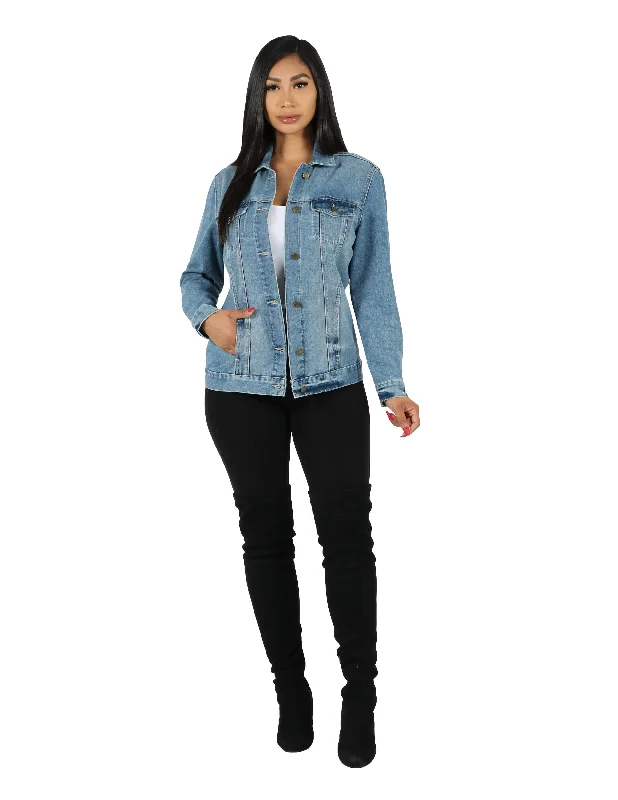 Stylish Zip-Up Jackets for Everyday Wear-Dream Denim Oversized Jacket