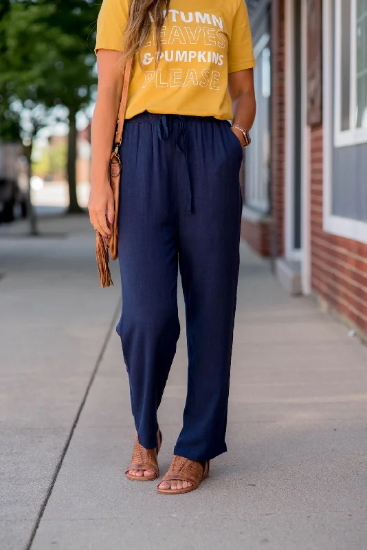 Denim Fit Pants for Casual Looks-Relaxed Fit Tie Pants