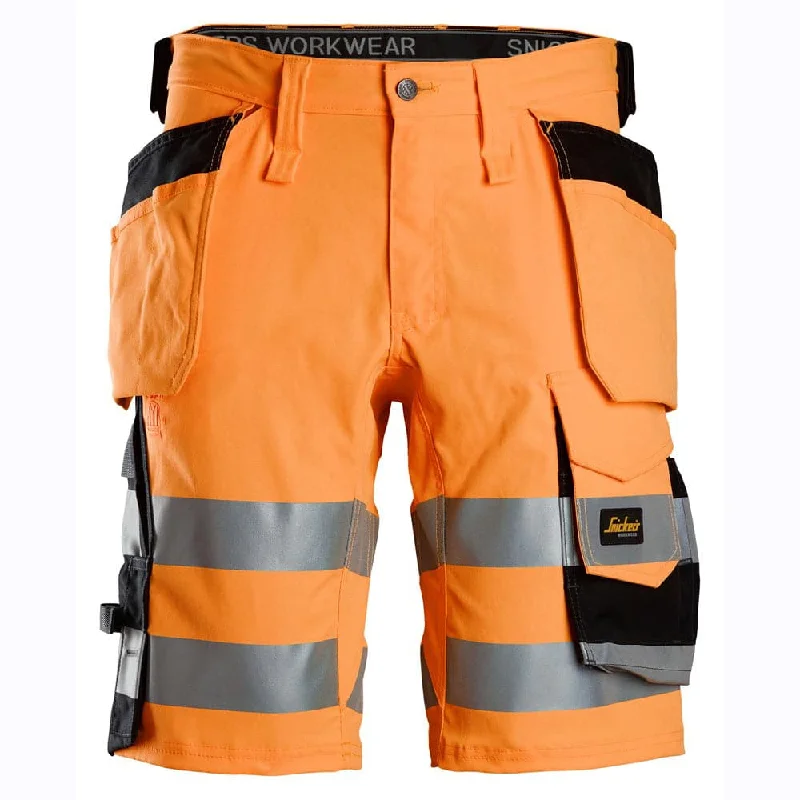 Casual Sport Shorts for Relaxed Days-Snickers 6135 Hi-Vis Class 1 Stretch Work Shorts Holster Pockets