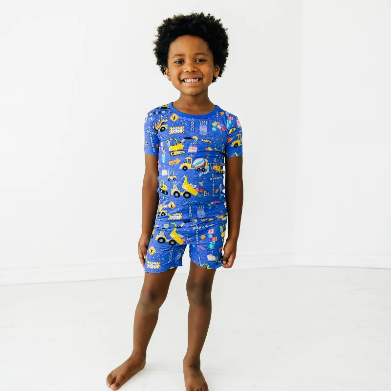 Mid-Length Shorts for All-Day Comfort-Birthday Builders Two-Piece Short Sleeve & Shorts Pajama Set