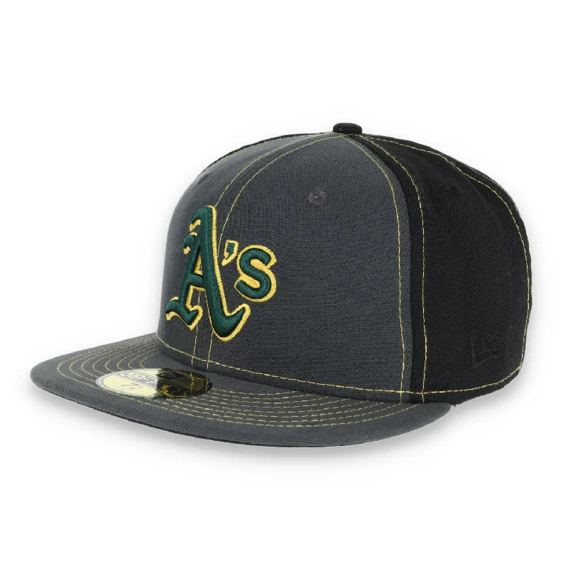 Boater Hats for Classic Elegance-Oakland Athletics New Era 59Fifty Cap-Dark Grey/Black