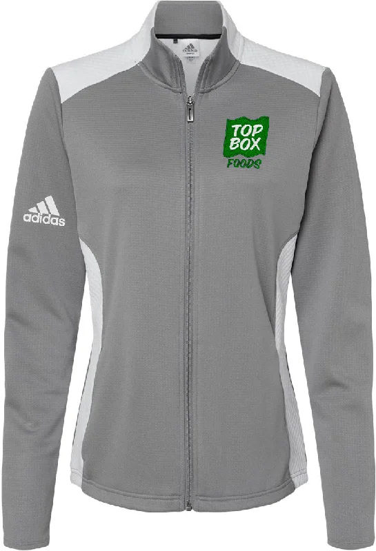 Insulated Parkas for Snowy Days-Adidas Ladies Textured Mixed Media Full-Zip Jacket