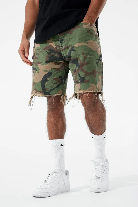 Bold Color Shorts for Vibrant Summer Looks-Retro - Infantry Twill Shorts (Vintage Camo)