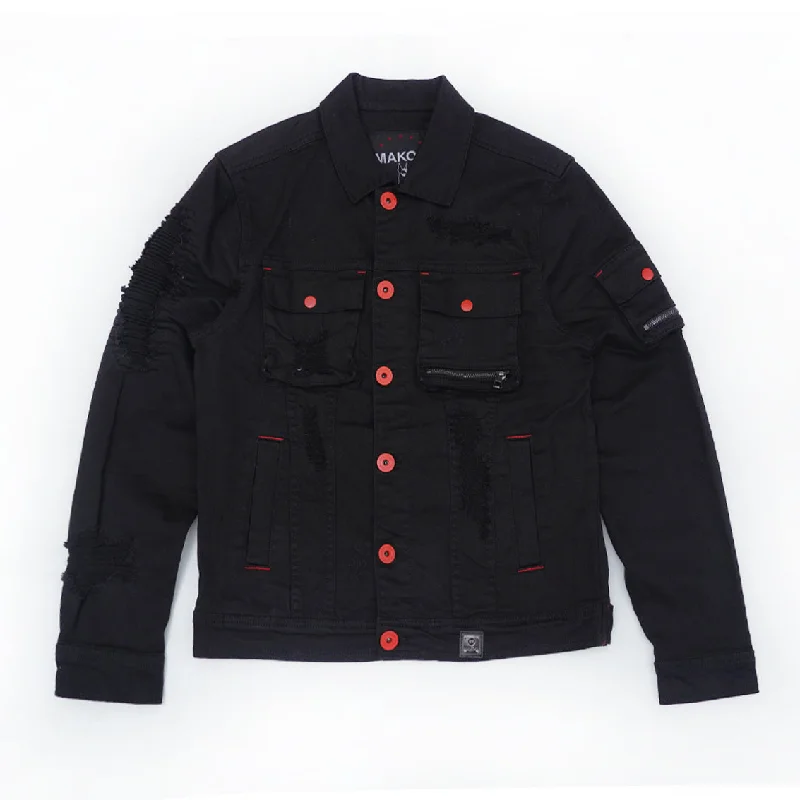 Winter Jackets for Snowy Conditions-M1080 "Fall Back" Denim Jacket - Black/Black